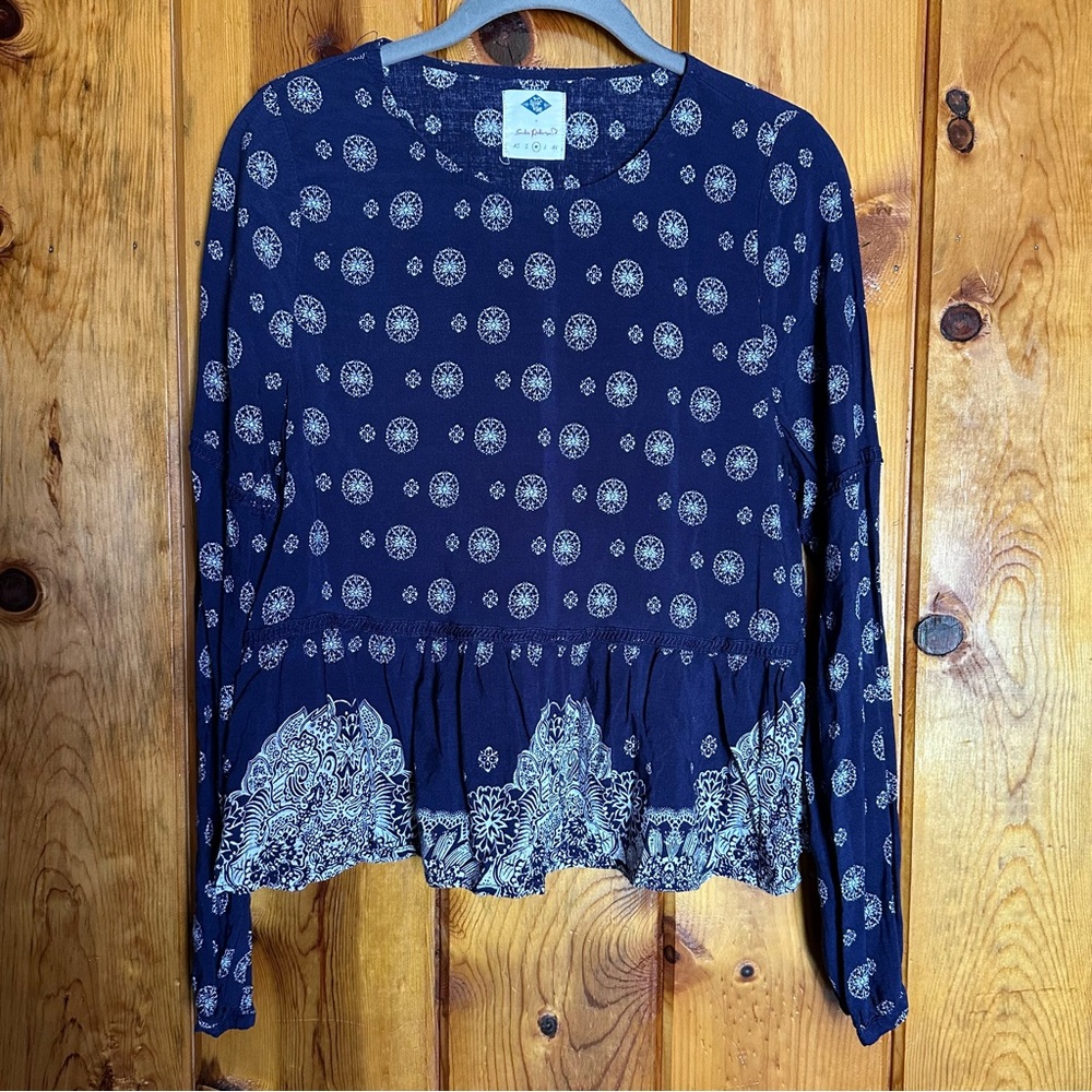 Wild Blue Boho Peplum Blouse